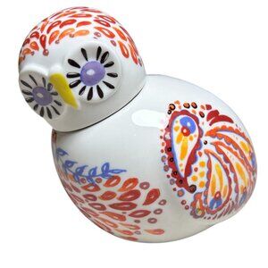 Anthropologie LeBiscuit Ceramic Bird Owl Canister Sugar Coffee Kitchen Decor